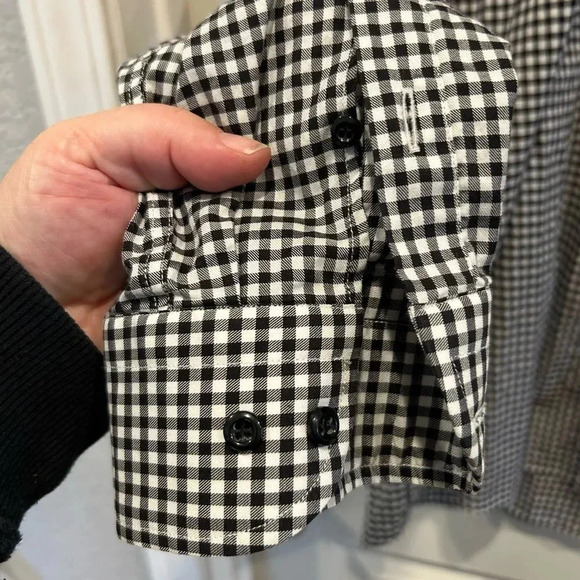 St. Croix Black and White Cotton Gingham Plaid Button Front Shirt Size XL - Picture 4 of 6